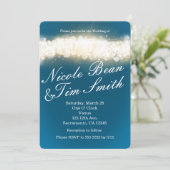 Cartes d'invitation de mariage Blue Sparkle Lights (Debout devant)