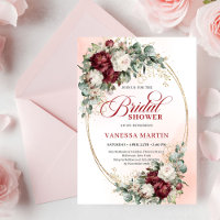 Cartes d'invitation de mariage Bohème Fleurs Rouge