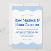 Cartes d'invitation de mariage Cabane Bleue Ondulé (Devant)