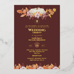 Cartes d'invitation de mariage catholique Automne