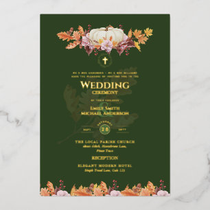 Cartes d'invitation de mariage catholique Automne