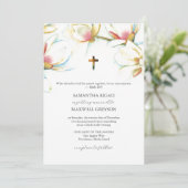 Cartes d'invitation de mariage catholique aux fleu (Debout devant)