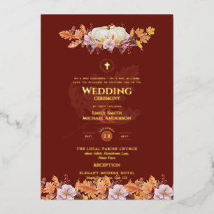 Cartes d'invitation de mariage catholiques Automne