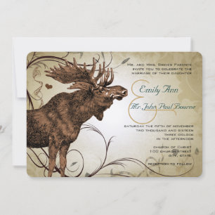 Cartes d'invitation de mariage Cerf Vintage