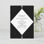 Cartes d'invitation de mariage chic noir et blanc  (Debout devant)