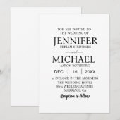 Cartes d'invitation de mariage classiques blanches (Devant / Derrière)