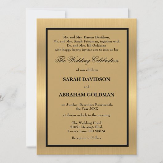 Cartes d'invitation de mariage classiques pour par (Devant)