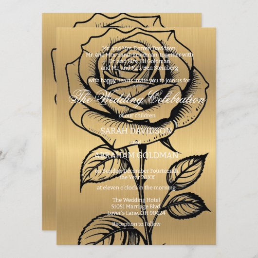 Cartes d'invitation de mariage classiques pour par (Devant / Derrière)