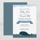 Cartes d'invitation de mariage Classy Baleine Bleu (Devant / Derrière)