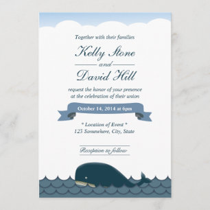 Cartes d'invitation de mariage Classy Blue Whale &