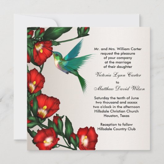 Cartes d'invitation de mariage Colibri (Devant)
