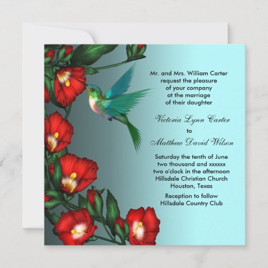 Cartes d'invitation de mariage Colibri (Devant)