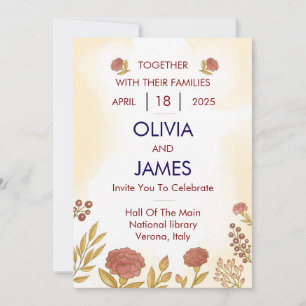 Cartes d'invitation de mariage colorées et florale