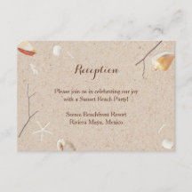 Cartes d'invitation de mariage Coquillages et étoi