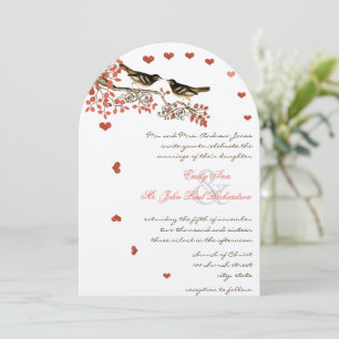 Cartes d'invitation de mariage corail à l'éclat de