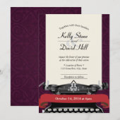 Cartes d'invitation de mariage damassé à la machin (Devant / Derrière)