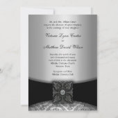 Cartes d'invitation de mariage damassé argent et n (Dos)