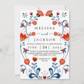 Cartes d'invitation de mariage d'art folklorique b (Devant)