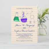 Cartes d'invitation de mariage de chimie violette  (Debout devant)