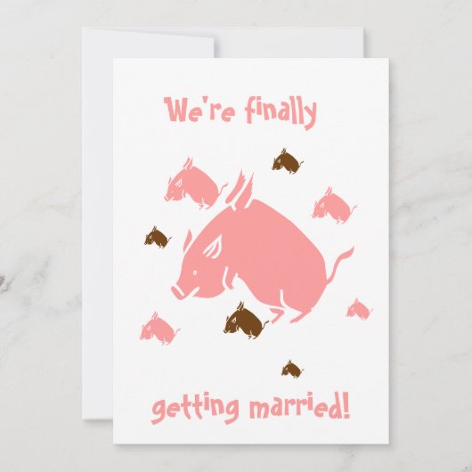 Cartes d'invitation de mariage de cochons volants  (Devant)