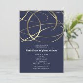 Cartes d'invitation de mariage de couleur or fauss (Debout devant)