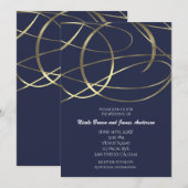 Cartes d'invitation de mariage de couleur or fauss (Devant / Derrière)