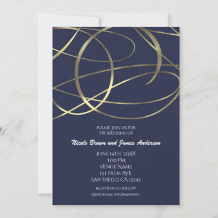 Cartes d'invitation de mariage de couleur or fauss