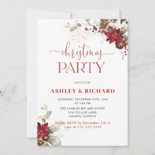 Cartes d'invitation de mariage de Noël à fleurs ro