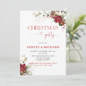 Cartes d'invitation de mariage de Noël à fleurs ro (Debout devant)