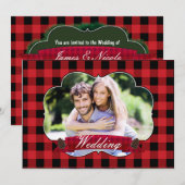 Cartes d'invitation de mariage de Noël rustiques à (Devant / Derrière)