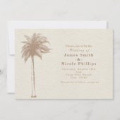 Cartes d'invitation de mariage de plage aux palmie (Devant)