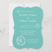 Cartes d'invitation de mariage de plage avec dolla (Devant)