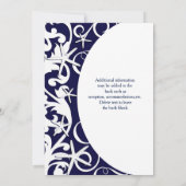Cartes d'invitation de mariage de plage bleu foncé (Dos)