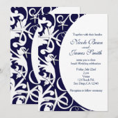 Cartes d'invitation de mariage de plage bleu foncé (Devant / Derrière)