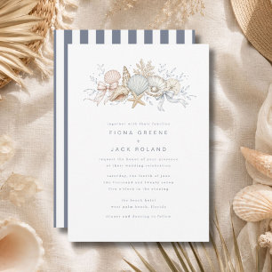 Cartes d'invitation de mariage de plage Coquillage