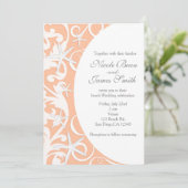 Cartes d'invitation de mariage de plage de corail  (Debout devant)