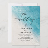 Cartes d'invitation de mariage de plage océan bleu (Devant)
