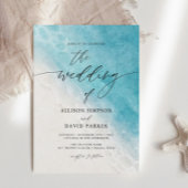 Cartes d'invitation de mariage de plage océan bleu