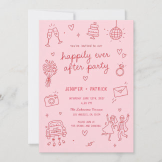 Cartes d'invitation de mariage dessinées à la main