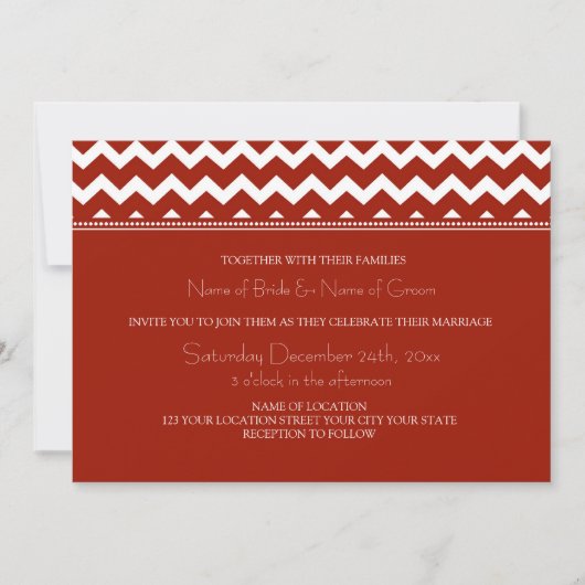 Cartes d'invitation de mariage d'hiver Red Chevron (Devant)