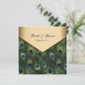 Cartes d'invitation de mariage élégantes au paon e (Debout devant)