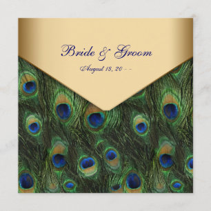 Cartes d'invitation de mariage élégantes au paon e