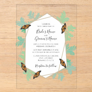 Cartes d'invitation de mariage élégantes au papill