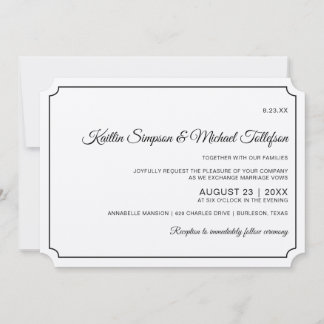 Cartes d'invitation de mariage élégantes avec bord