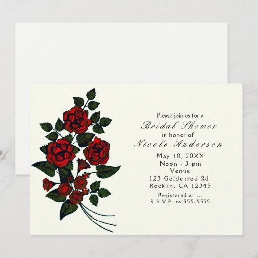 Cartes d'invitation de mariage élégantes avec fleu (Devant / Derrière)