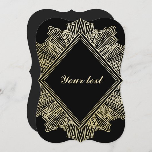 Cartes d'invitation de mariage élégantes en or Art (Devant / Derrière)