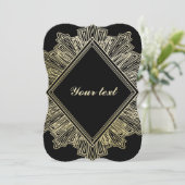 Cartes d'invitation de mariage élégantes en or noi (Debout devant)