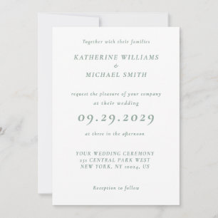 Cartes d'invitation de mariage élégantes vert saug