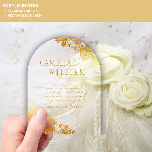 Cartes d'invitation de mariage en acrylique avec d
