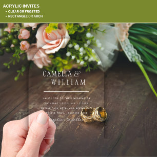 Cartes d'invitation de mariage en acrylique avec i